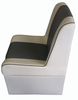 Sectional seats side view with white and grey vinyl