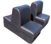 Standard back to back seat black kevlar weave and red piping