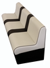Rear seat light grey with black strip centres black carpet on base side view